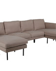 Venture Home Zoom U-Sofa - Black / Brown Fabric - vivahabitat.com