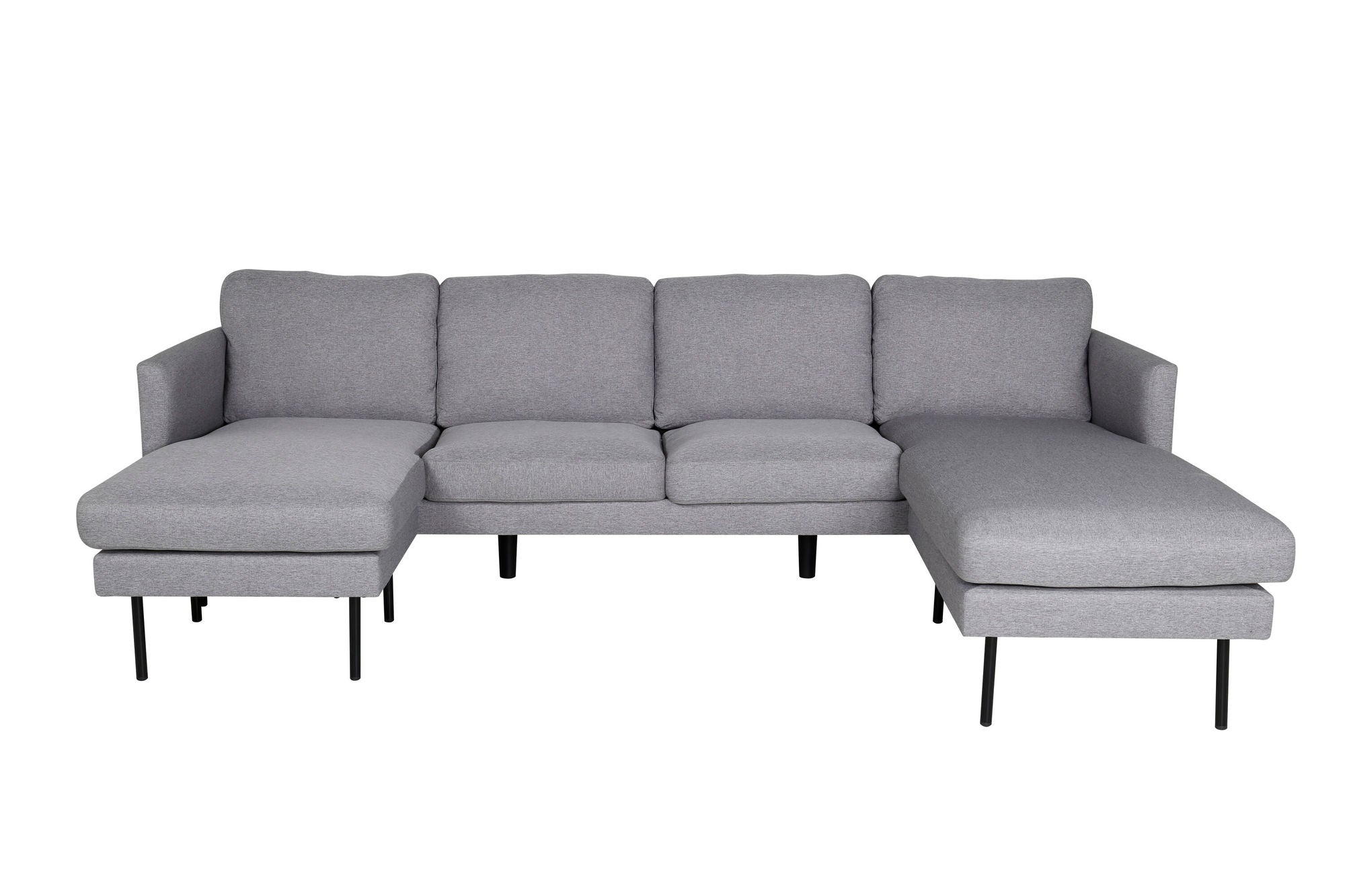 Venture Home Zoom U-Sofa - Black / Steel Grey Fabric - vivahabitat.com