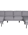 Venture Home Zoom U-Sofa - Black / Steel Grey Fabric - vivahabitat.com