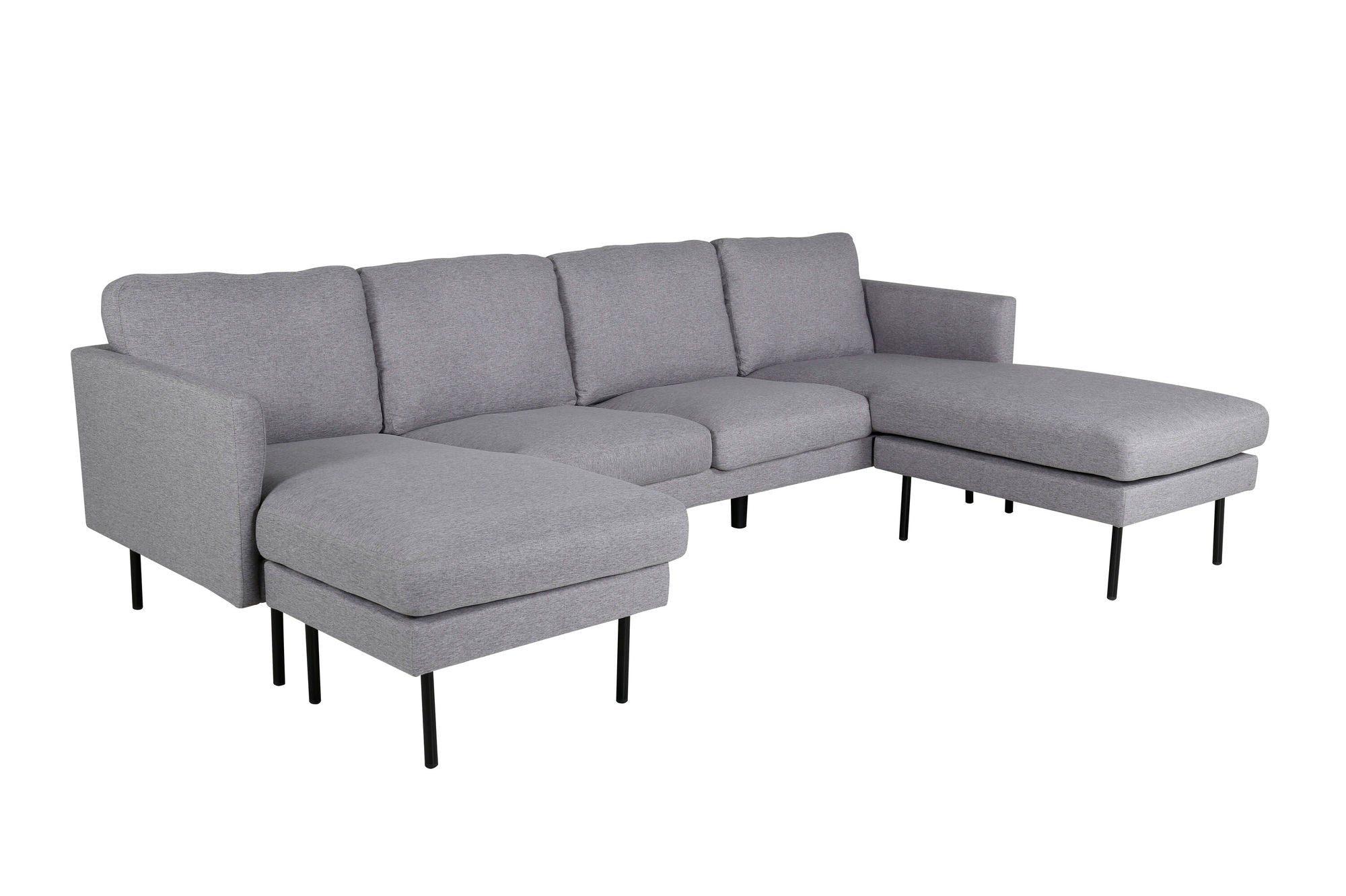 Venture Home Zoom U-Sofa - Black / Steel Grey Fabric - vivahabitat.com