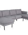 Venture Home Zoom U-Sofa - Black / Steel Grey Fabric - vivahabitat.com