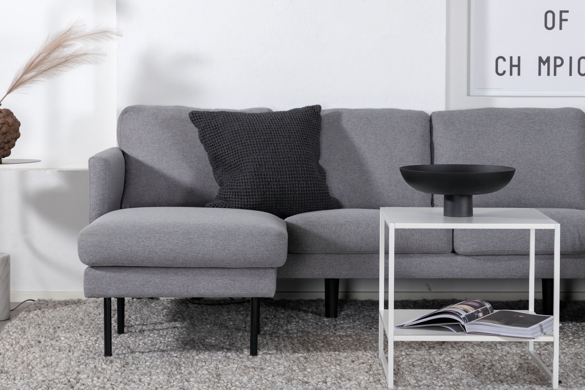 Venture Home Zoom U-Sofa - Black / Steel Grey Fabric - vivahabitat.com