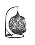 Venture Home Lexi Hanging chair- Black frame/black wicker/grey cushion - vivahabitat.com