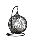 Venture Home Lexi Hanging chair- Black frame/black wicker/grey cushion - vivahabitat.com