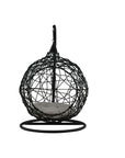 Venture Home Lexi Hanging chair- Black frame/black wicker/grey cushion - vivahabitat.com