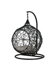 Venture Home Lexi Hanging chair- Black frame/black wicker/grey cushion - vivahabitat.com