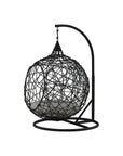 Venture Home Lexi Hanging chair- Black frame/black wicker/grey cushion - vivahabitat.com