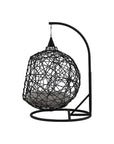 Venture Home Lexi Hanging chair- Black frame/black wicker/grey cushion - vivahabitat.com