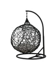 Venture Home Lexi Hanging chair- Black frame/black wicker/grey cushion - vivahabitat.com