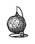 Venture Home Lexi Hanging chair- Black frame/black wicker/grey cushion - vivahabitat.com