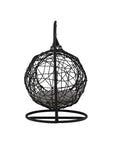 Venture Home Lexi Hanging chair- Black frame/black wicker/grey cushion - vivahabitat.com