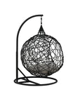 Venture Home Lexi Hanging chair- Black frame/black wicker/grey cushion - vivahabitat.com