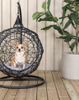 Venture Home Lexi Hanging chair- Black frame/black wicker/grey cushion - vivahabitat.com