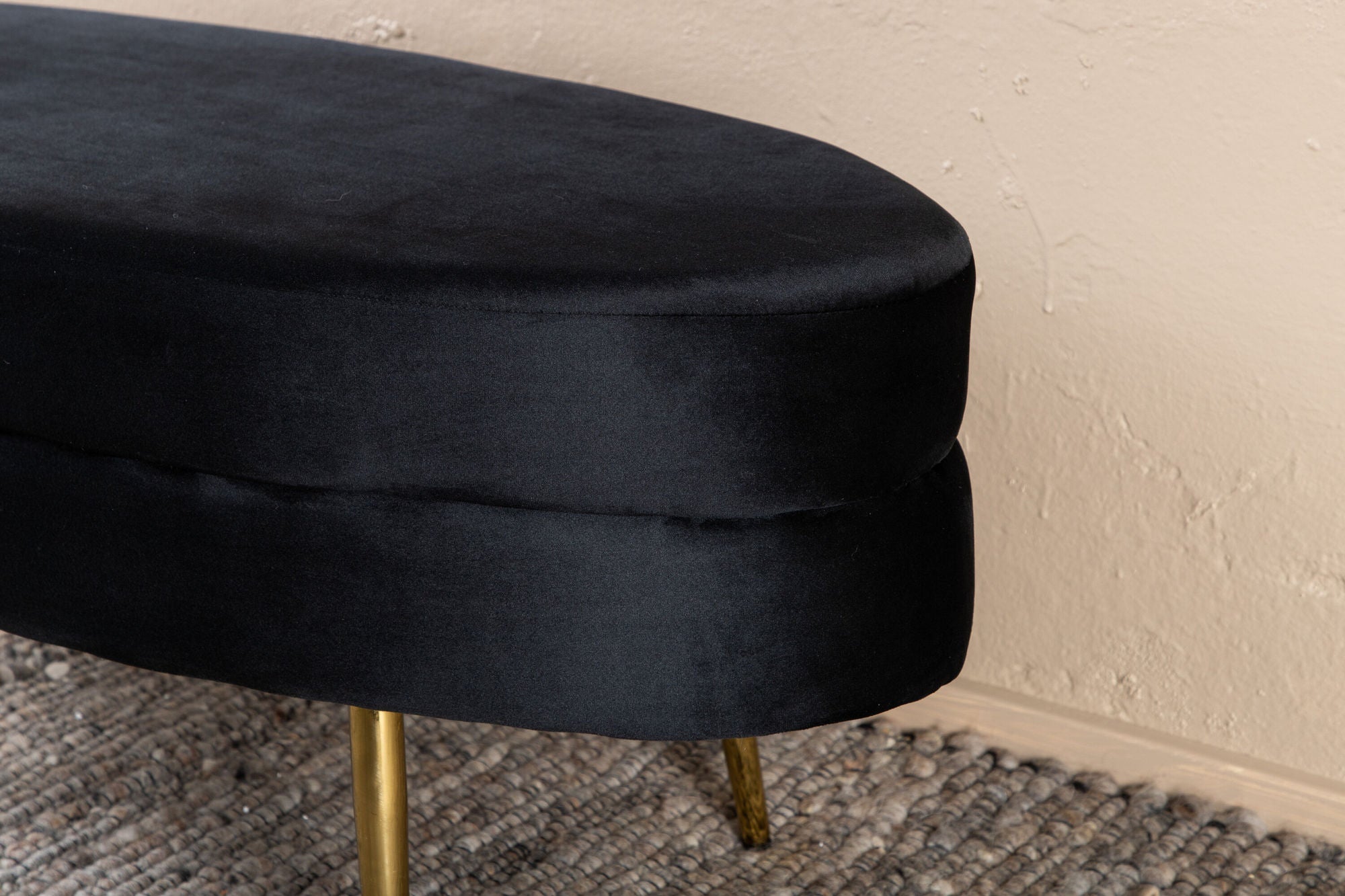 Venture Home Otto Pouf - Brass / Black Velvet - vivahabitat.com