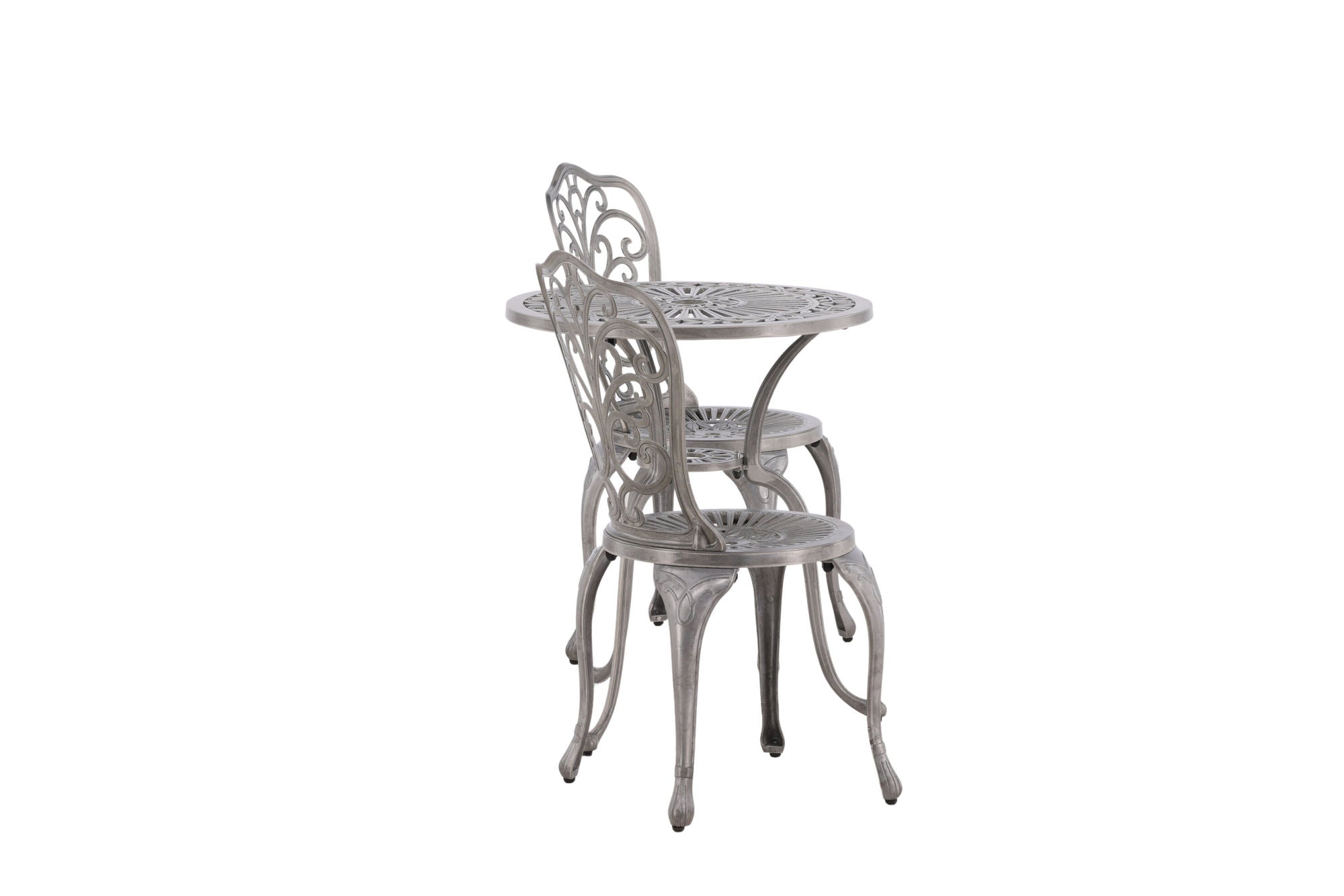 Venture Home Nandin Cafetset Aluminium - Silver / 2 chairs + table round ø60** - vivahabitat.com