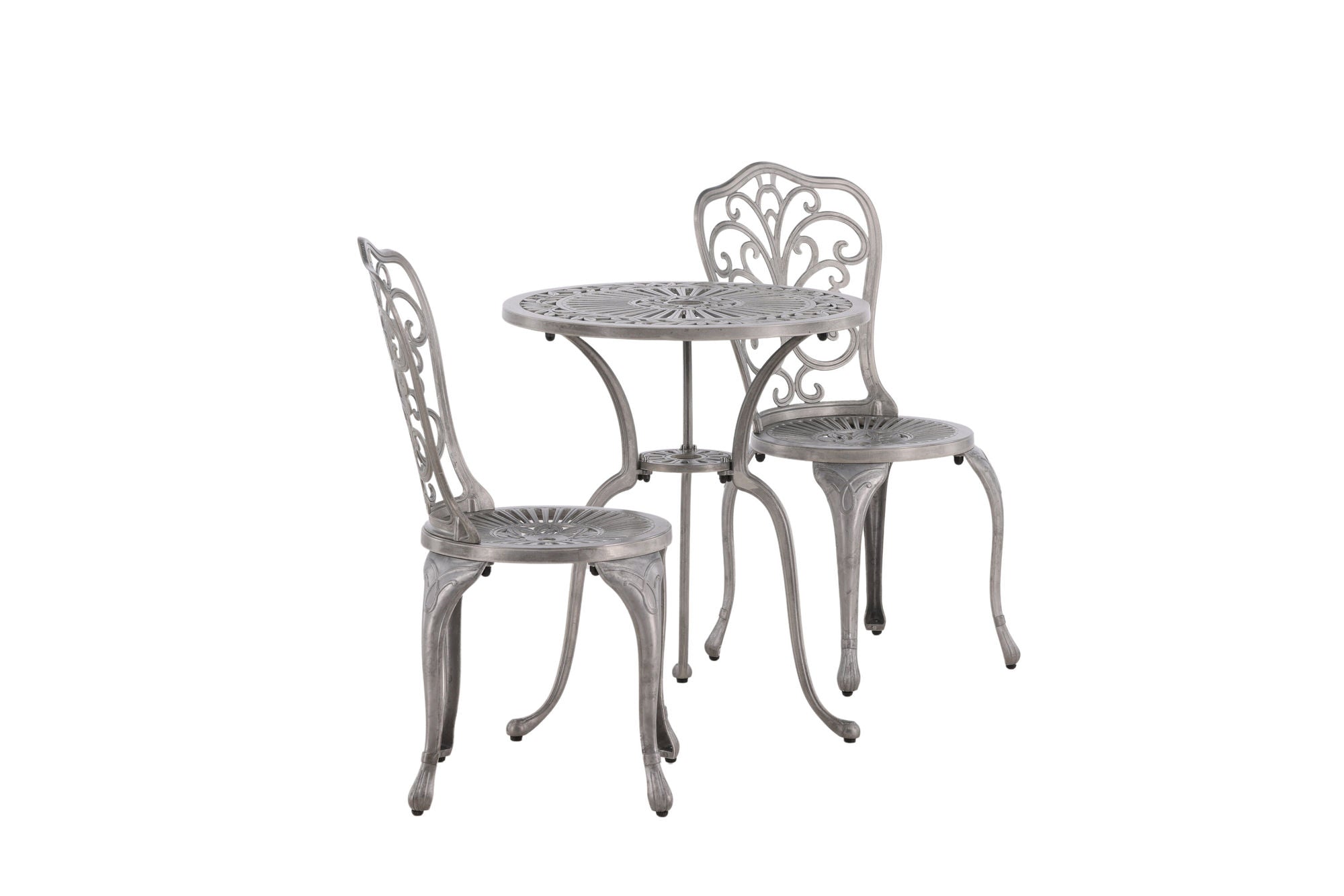 Venture Home Nandin Cafetset Aluminium - Silver / 2 chairs + table round ø60** - vivahabitat.com