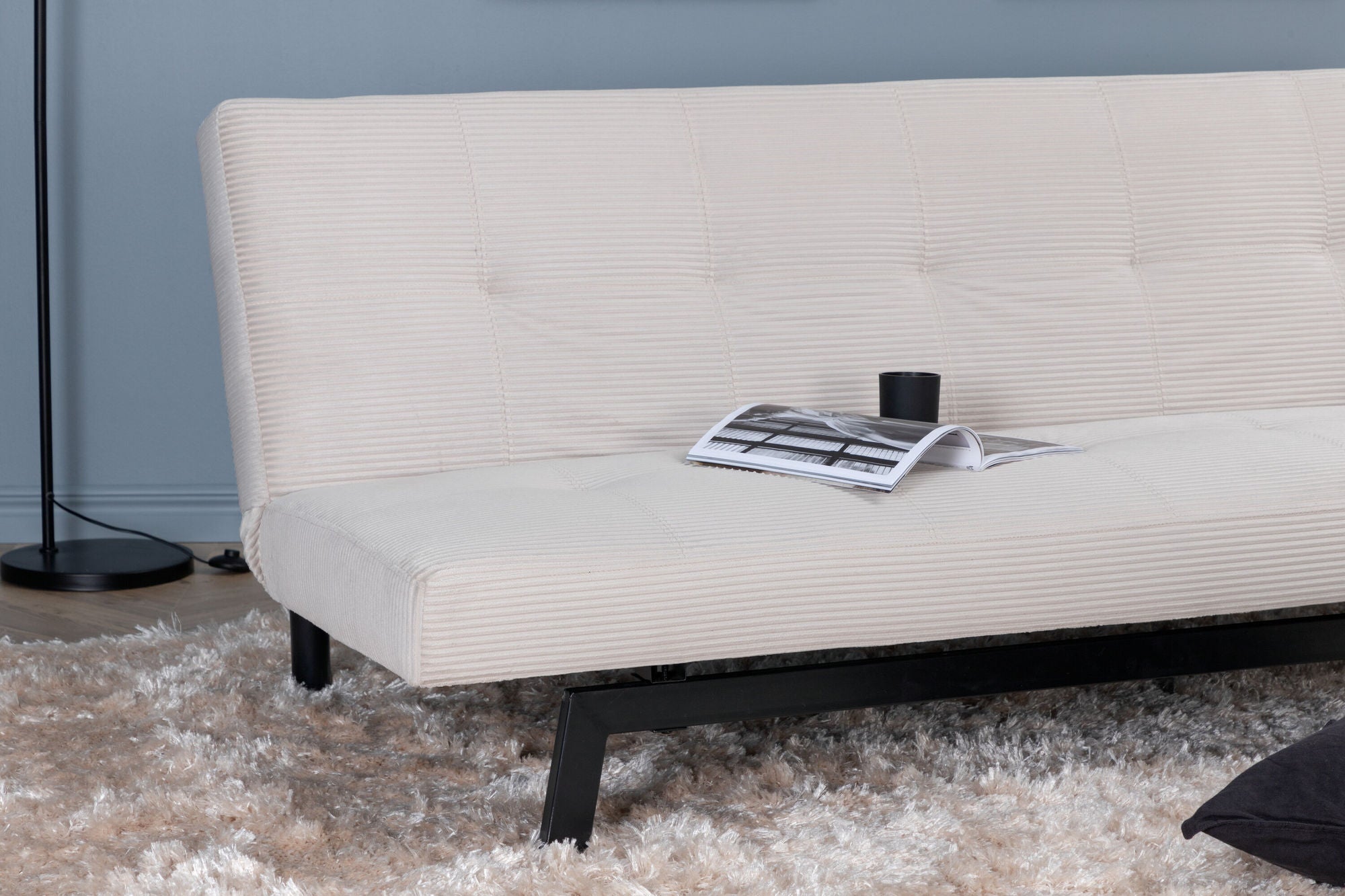 Venture Home Bodil Sofabed - Black / Beige Corduroy - vivahabitat.com