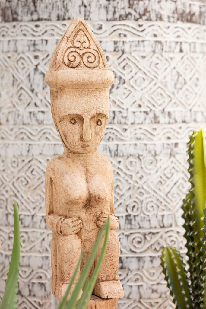 African Figure Standing Wood Natural Medium - vivahabitat.com