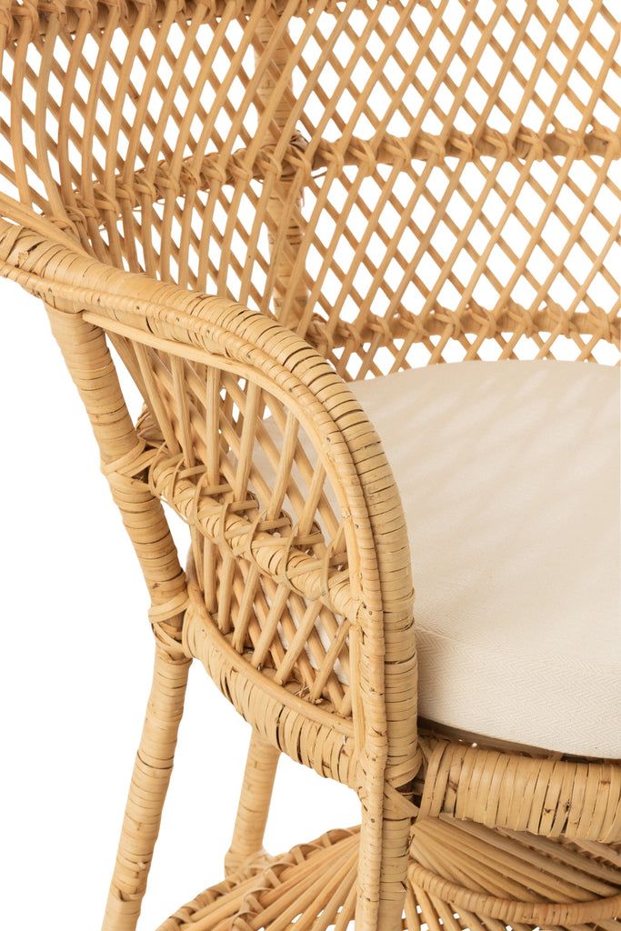 Arm Chair Peacock With Cushion Rattan Natural - vivahabitat.com