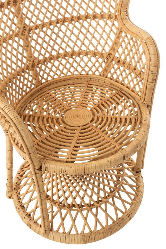 Arm Chair Peacock With Cushion Rattan Natural - vivahabitat.com