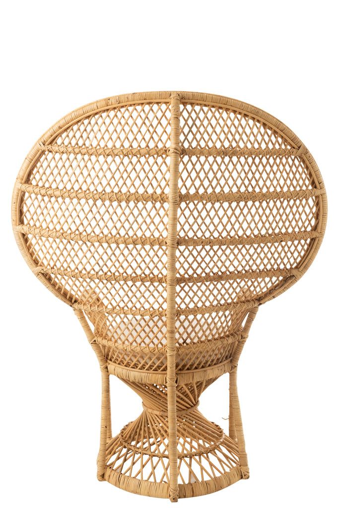 Arm Chair Peacock With Cushion Rattan Natural - vivahabitat.com