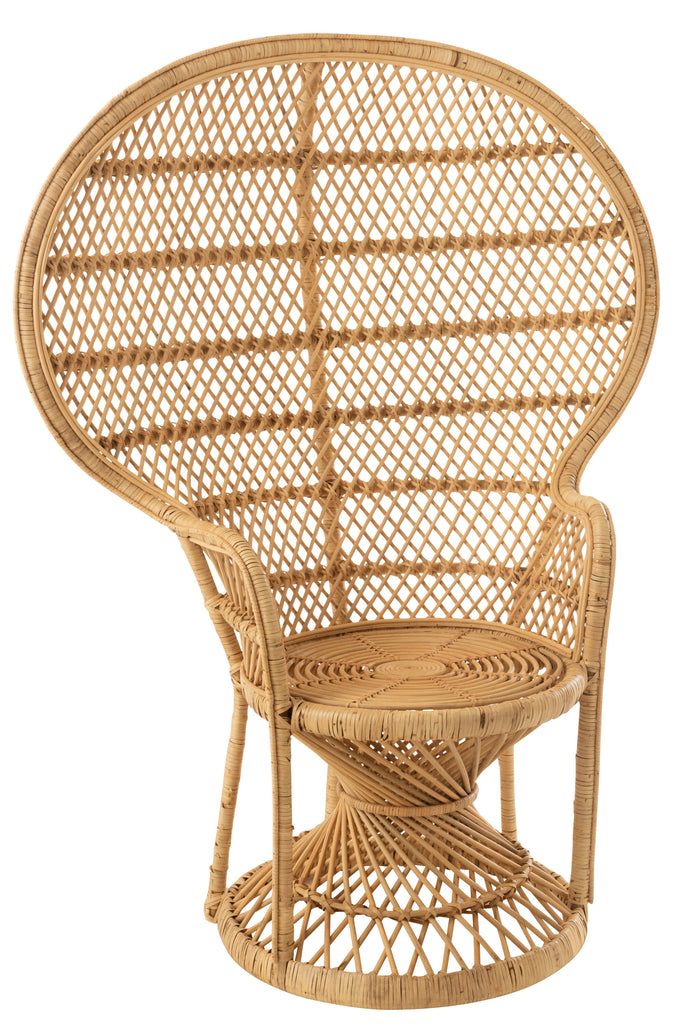 Arm Chair Peacock With Cushion Rattan Natural - vivahabitat.com