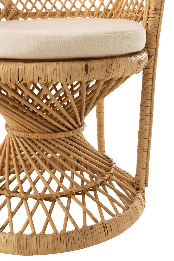 Arm Chair Peacock With Cushion Rattan Natural - vivahabitat.com