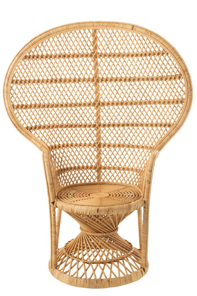 Arm Chair Peacock With Cushion Rattan Natural - vivahabitat.com