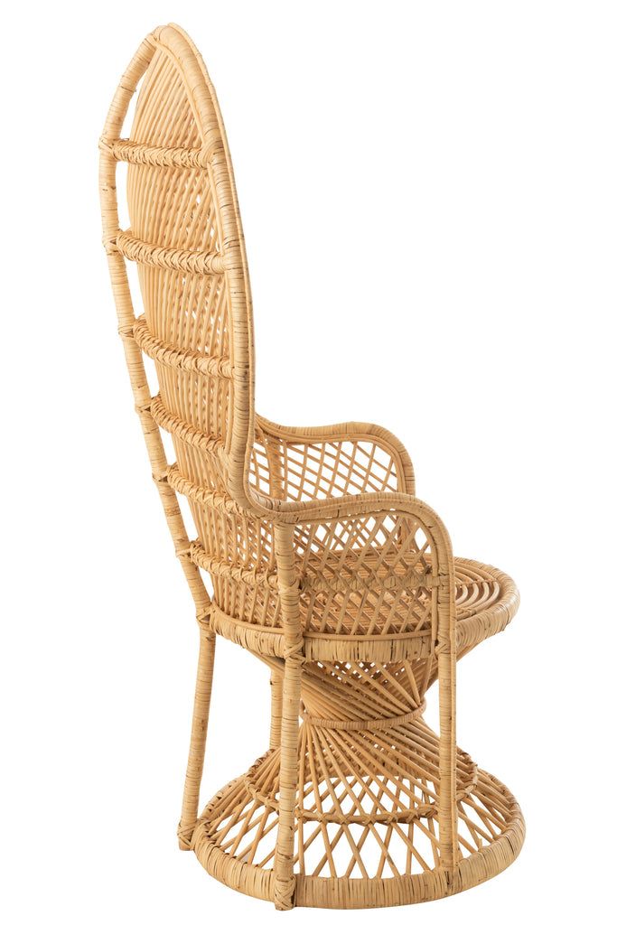 Arm Chair Peacock With Cushion Rattan Natural - vivahabitat.com