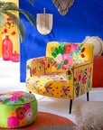 Armchair Flowers Embroidery Velvet Yellow - vivahabitat.com