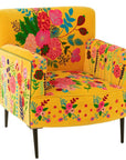 Armchair Flowers Embroidery Velvet Yellow - vivahabitat.com