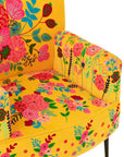 Armchair Flowers Embroidery Velvet Yellow - vivahabitat.com