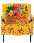 Armchair Flowers Embroidery Velvet Yellow - vivahabitat.com