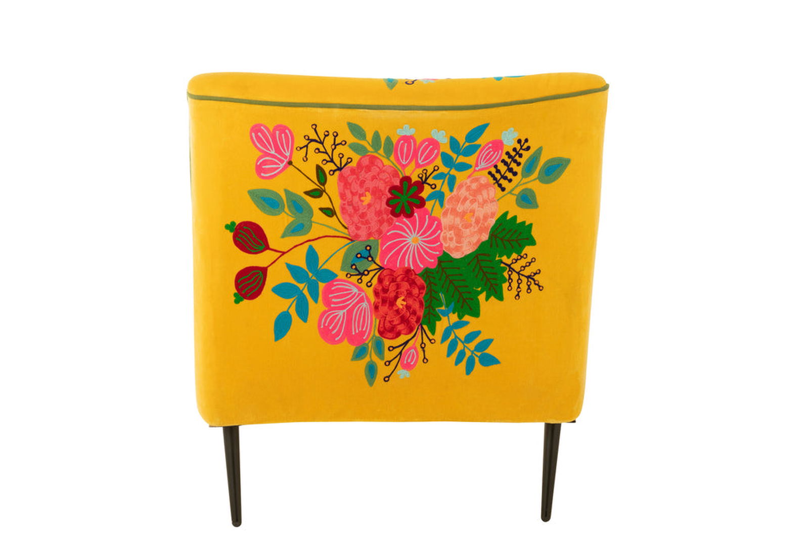 Armchair Flowers Embroidery Velvet Yellow - vivahabitat.com