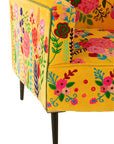 Armchair Flowers Embroidery Velvet Yellow - vivahabitat.com