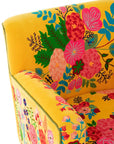 Armchair Flowers Embroidery Velvet Yellow - vivahabitat.com