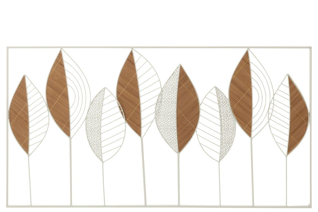 Wall Decoration Leaves Metal/Bamboo Mix Large - vivahabitat.com