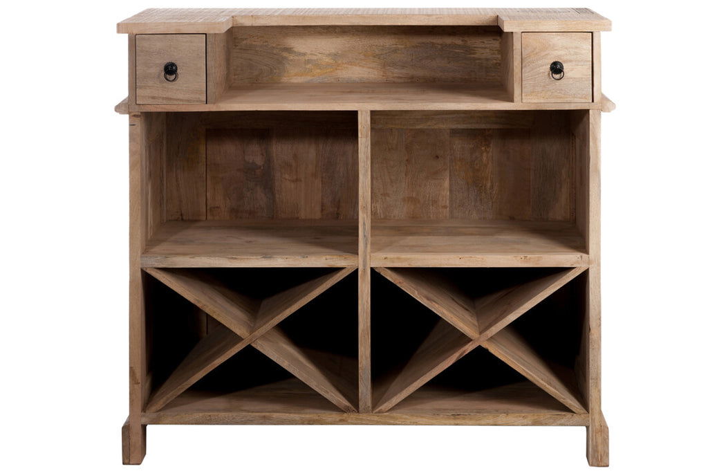 Bar Cabinet 2 Drawers Rectangular Wood Natural - vivahabitat.com