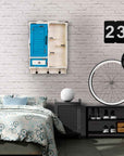 Beautiful wooden blue/white shabby chic wall cabinet - vivahabitat.com