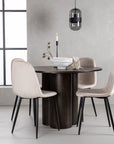 Venture Home OliviaDiningTable-Mocca/MoccaVeneer+PolarDiningChair-Blacklegs/BeigeVelvet_4 - vivahabitat.com