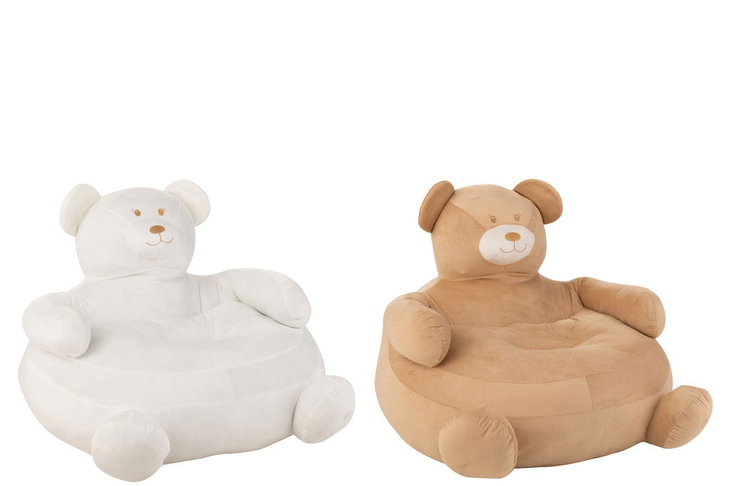 Set Of 2 Seat Bear Plush White/Beige - vivahabitat.com