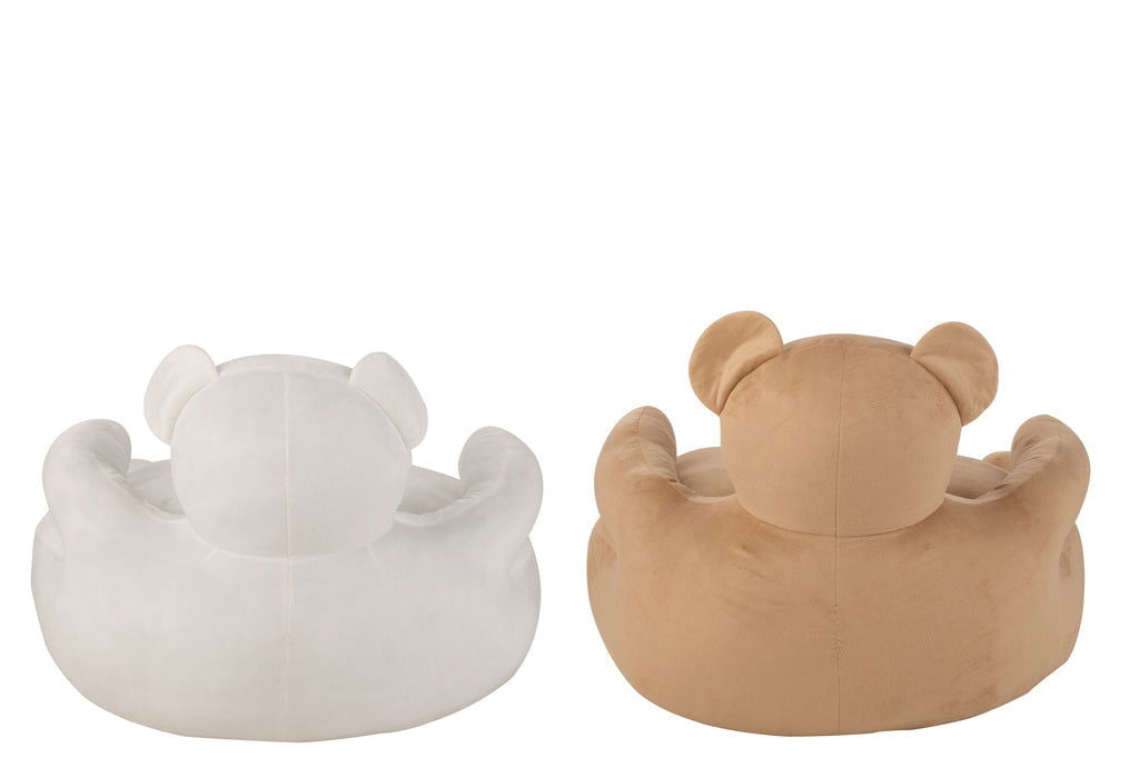 Set Of 2 Seat Bear Plush White/Beige - vivahabitat.com