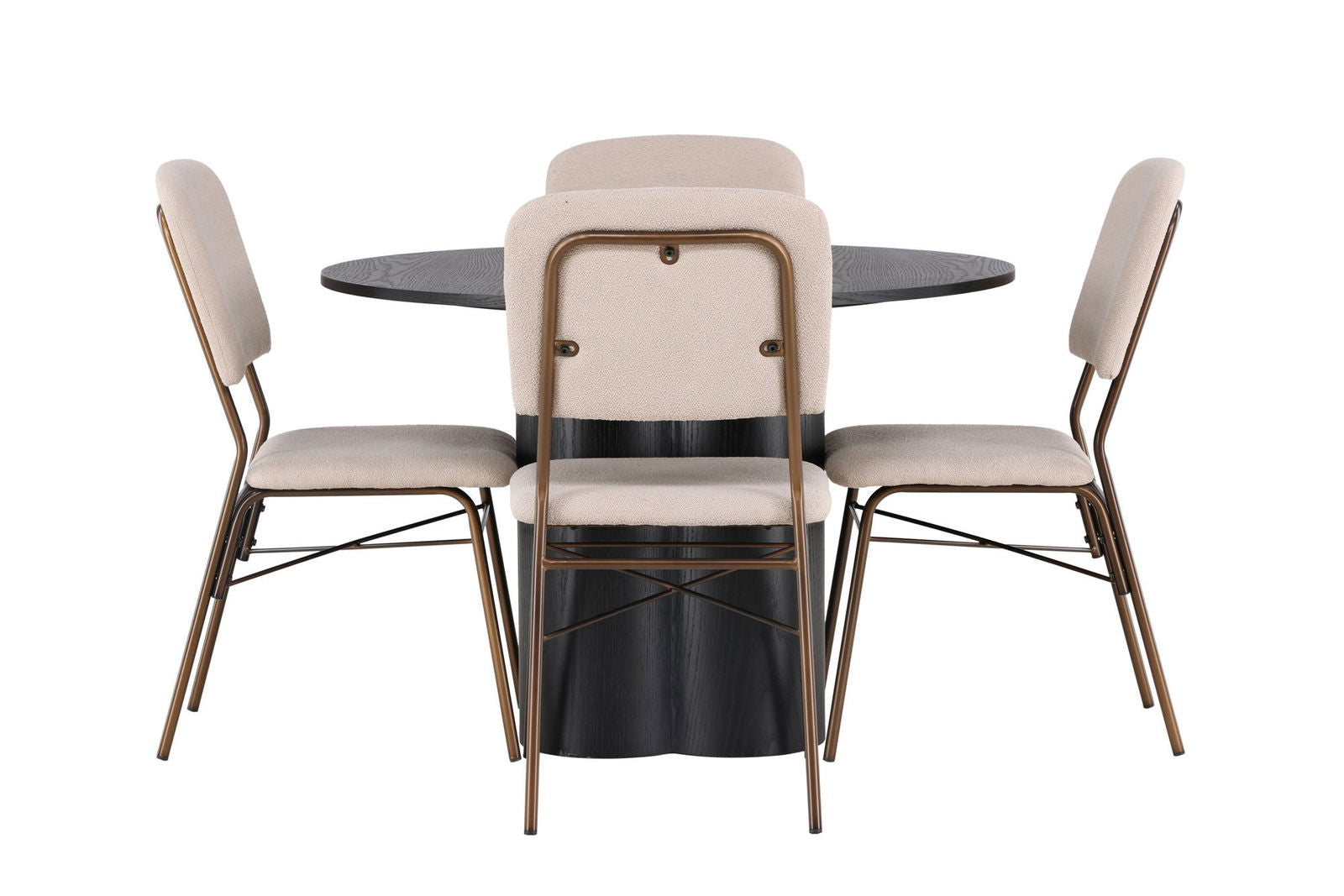 Venture Home Olivia Dining Table - Black / Black Veneer +Seda Dining Chair - Matte brown / Beige Fabric _4 - vivahabitat.com