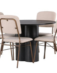 Venture Home Olivia Dining Table - Black / Black Veneer +Seda Dining Chair - Matte brown / Beige Fabric _4 - vivahabitat.com