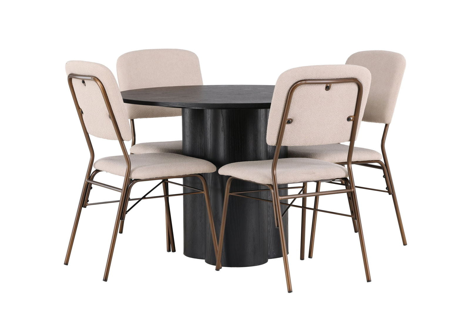 Venture Home Olivia Dining Table - Black / Black Veneer +Seda Dining Chair - Matte brown / Beige Fabric _4 - vivahabitat.com