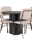 Venture Home Olivia Dining Table - Black / Black Veneer +Seda Dining Chair - Matte brown / Beige Fabric _4 - vivahabitat.com