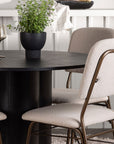 Venture Home Olivia Dining Table - Black / Black Veneer +Seda Dining Chair - Matte brown / Beige Fabric _4 - vivahabitat.com