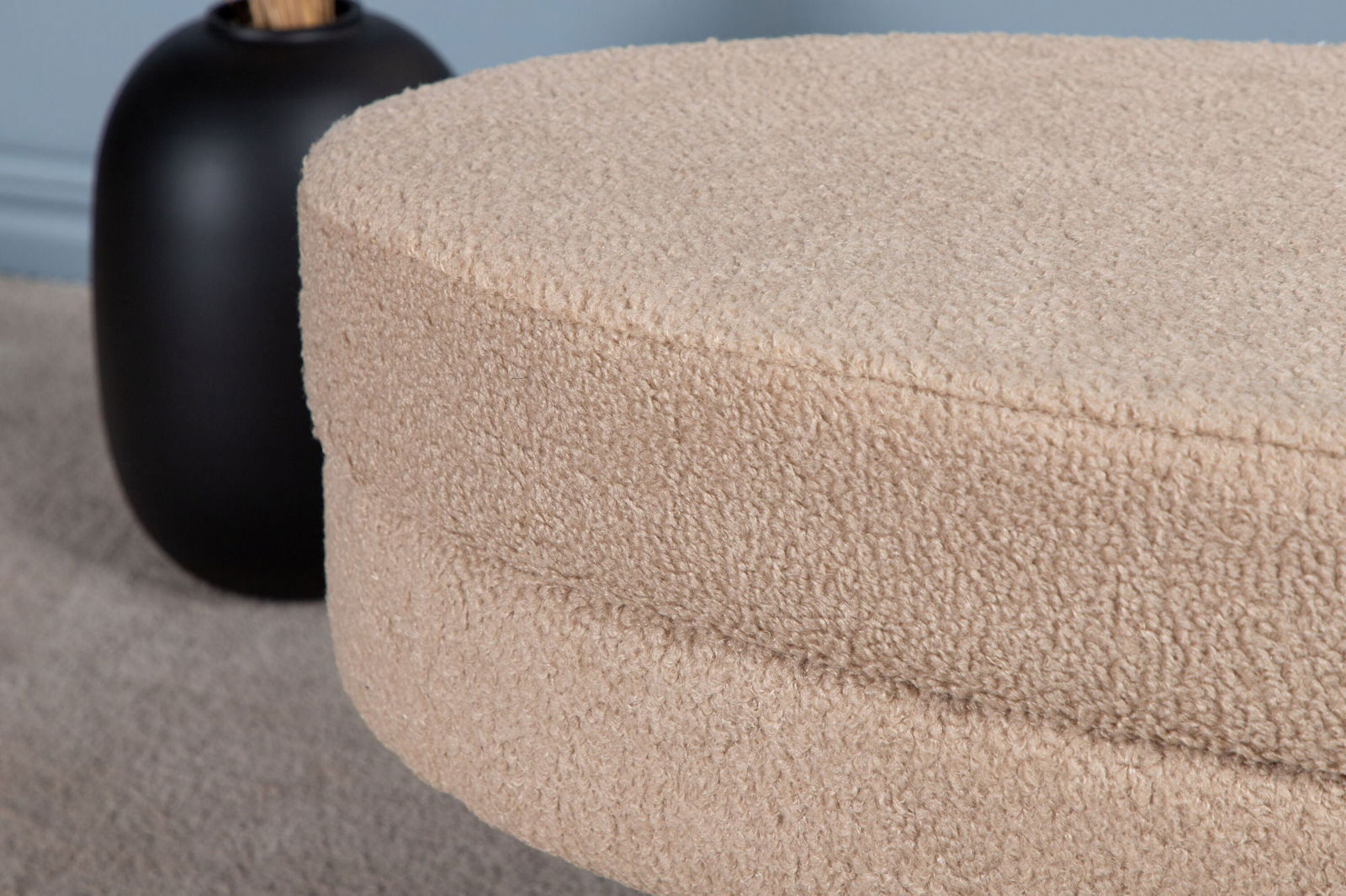 Venture Home Otto Pouf - Black / Beige Teddy - vivahabitat.com