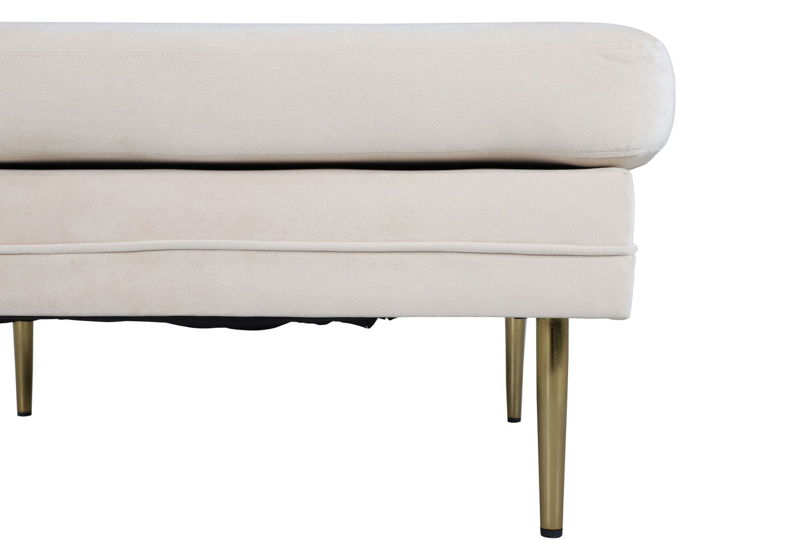 Venture Home Boom Ottoman - Brass / Beige Velvet - vivahabitat.com