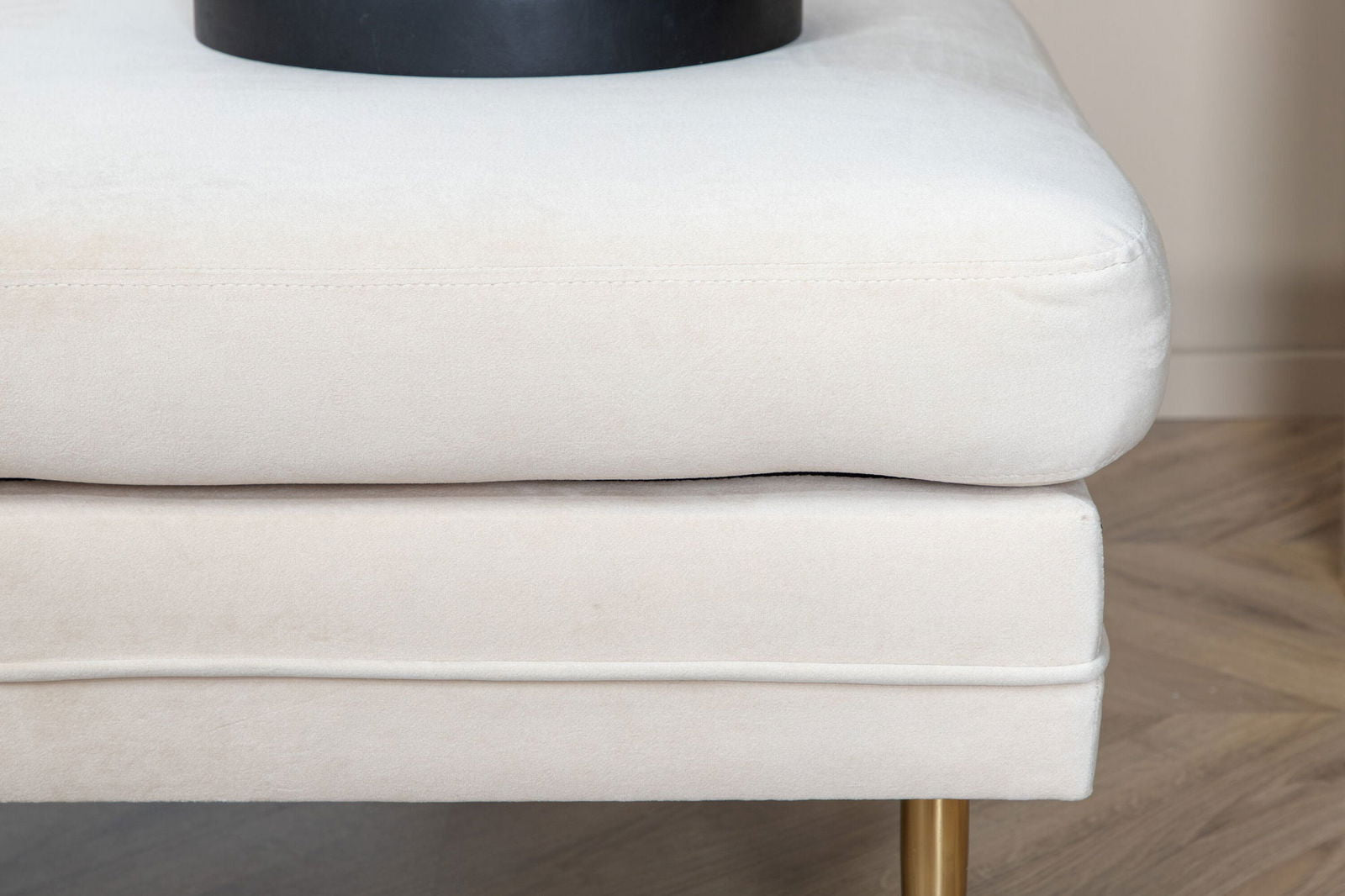 Venture Home Boom Ottoman - Brass / Beige Velvet - vivahabitat.com